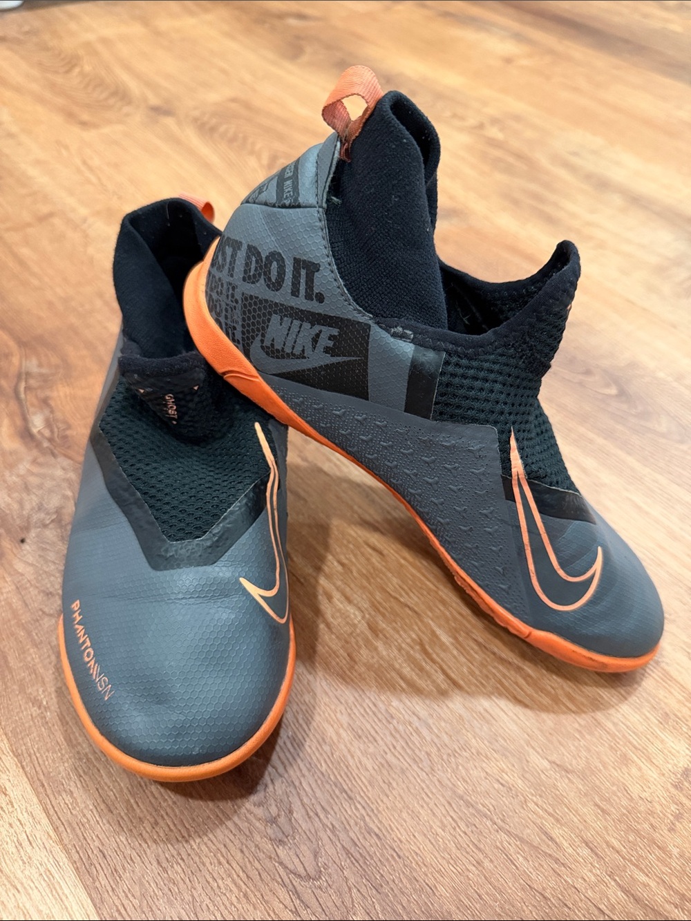 Nike Kids Black and Orange Indoor Soccer Shoes